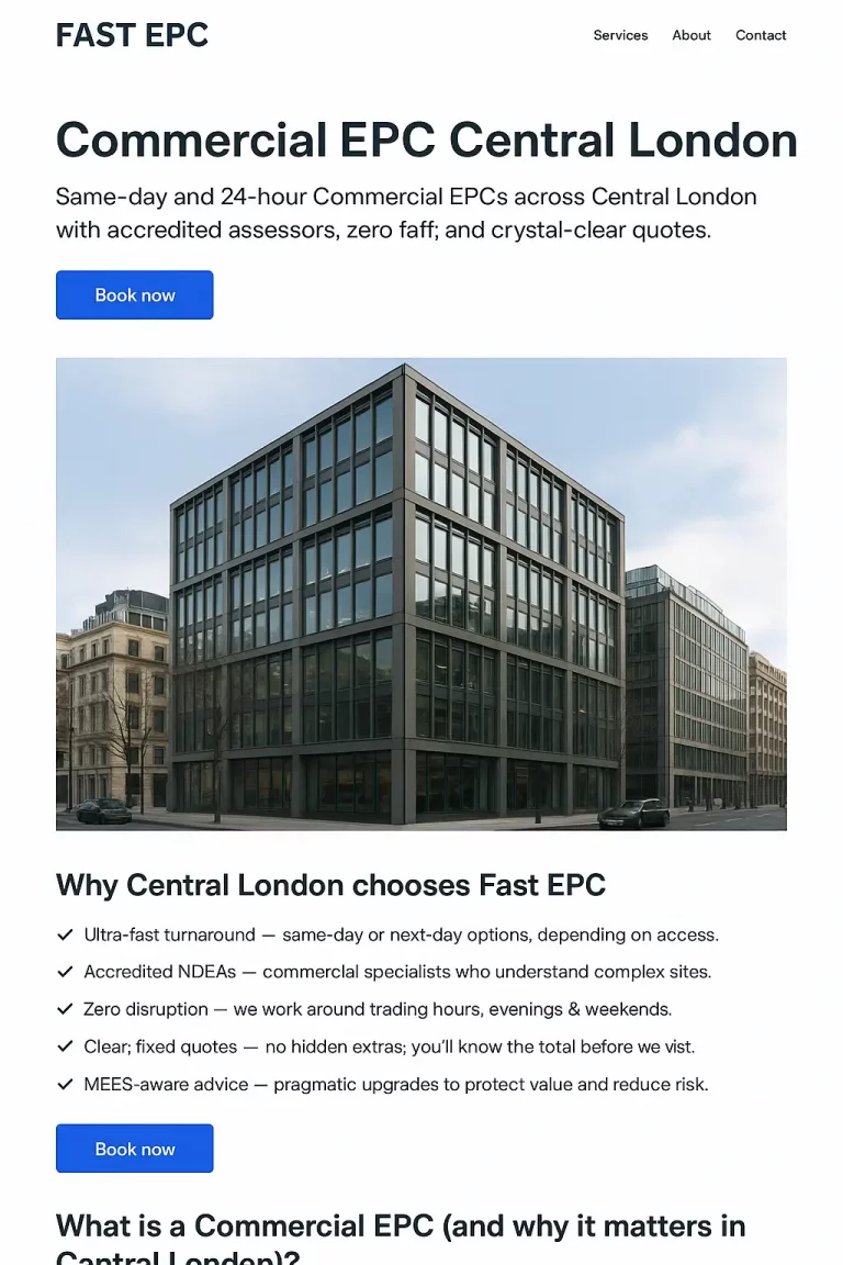Commercial EPC Central London — Fast EPC