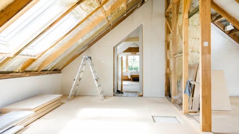 Bright loft insulation and home energy efficiency renovation inside UK property